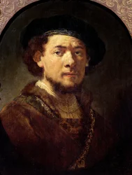 Retrato de um homem com uma corrente de ouro ou, auto-retrato com barba, 1634-36
